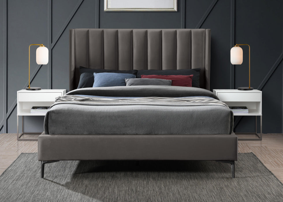 Nadia Grey Velvet Queen Bed - Furniture Stars (Chicago, IL)