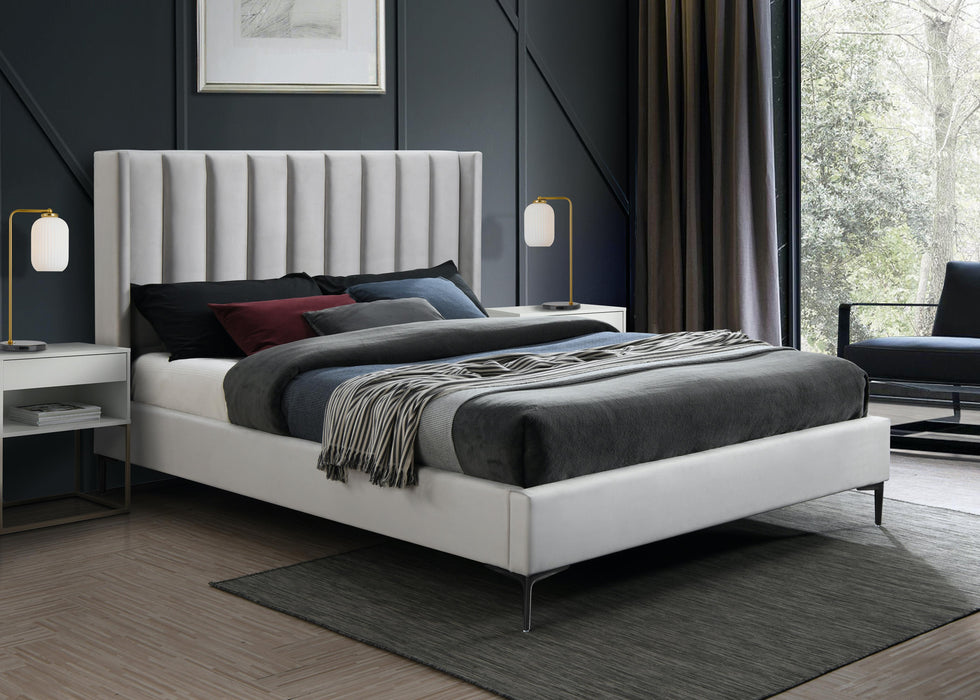 Nadia Cream Velvet Queen Bed - Furniture Stars (Chicago, IL)