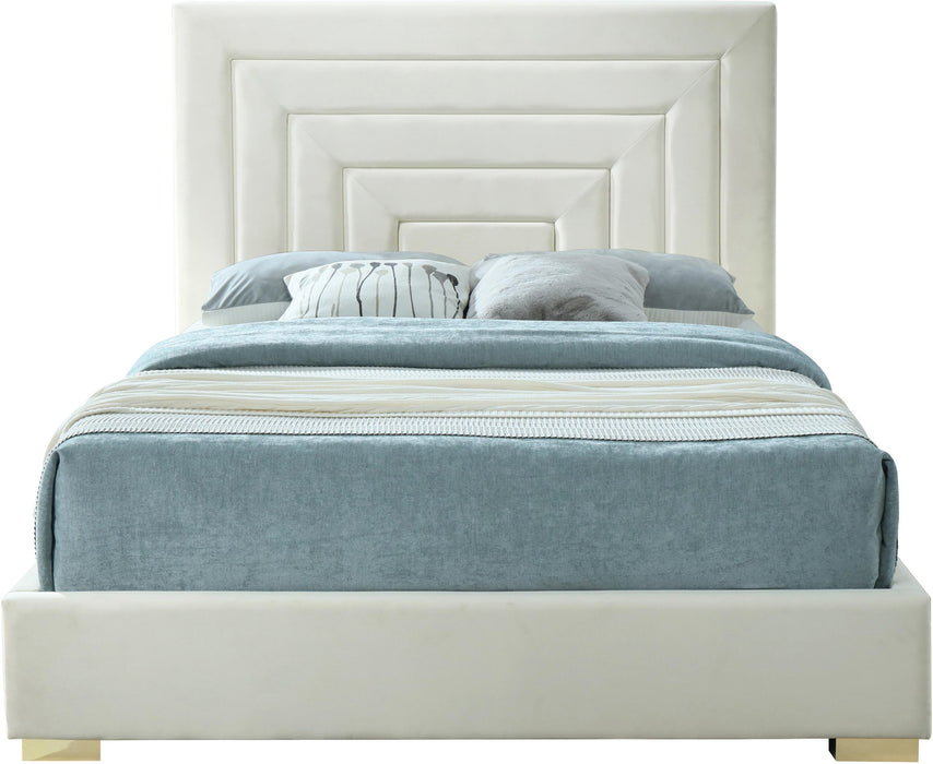 Nora Cream Velvet Queen Bed - Furniture Stars (Chicago, IL)