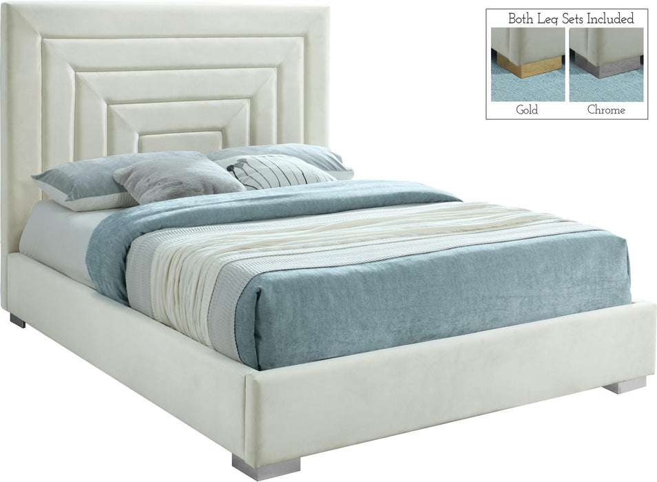 Nora Cream Velvet Queen Bed - Furniture Stars (Chicago, IL)