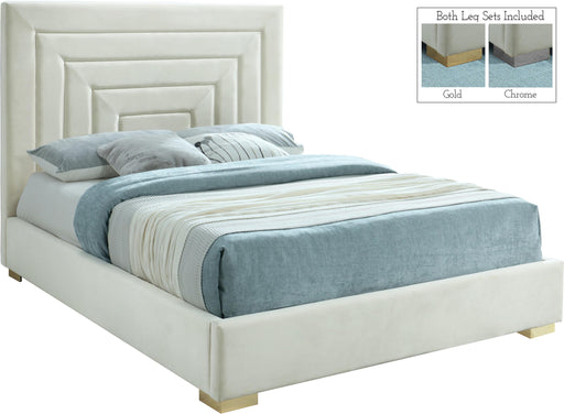 Nora Cream Velvet King Bed - Furniture Stars (Chicago, IL)