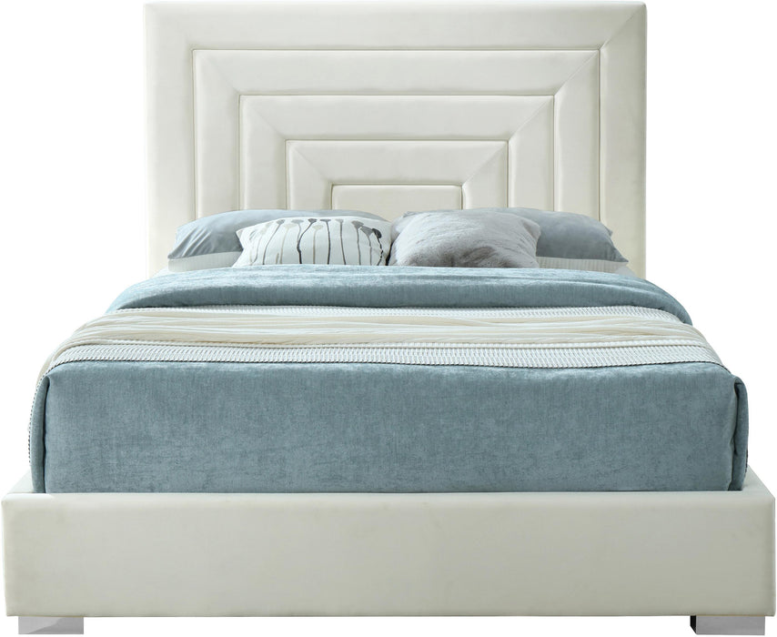 Nora Cream Velvet Queen Bed - Furniture Stars (Chicago, IL)