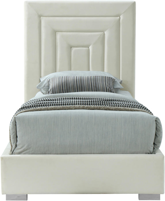 Nora Cream Velvet Twin Bed