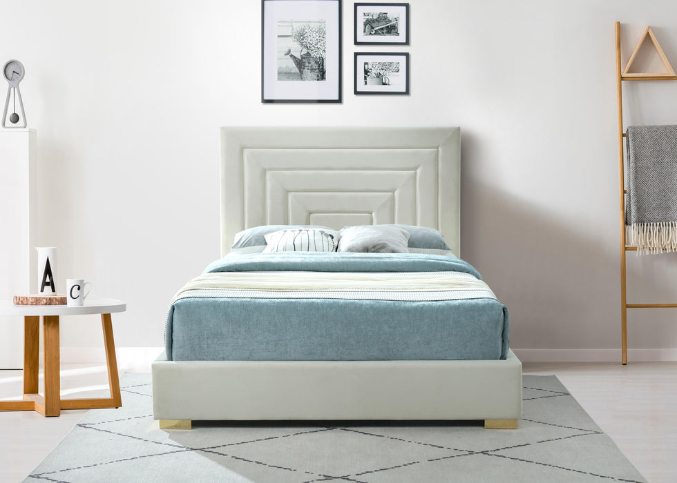 Nora Cream Velvet Queen Bed - Furniture Stars (Chicago, IL)