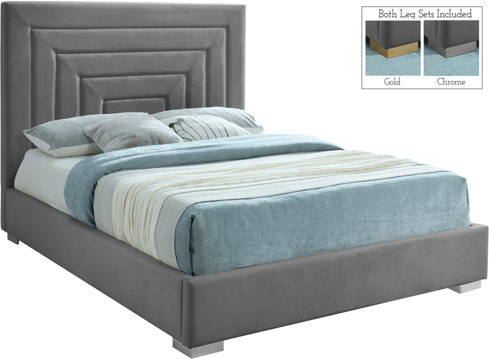 Nora Grey Velvet Queen Bed - Furniture Stars (Chicago, IL)
