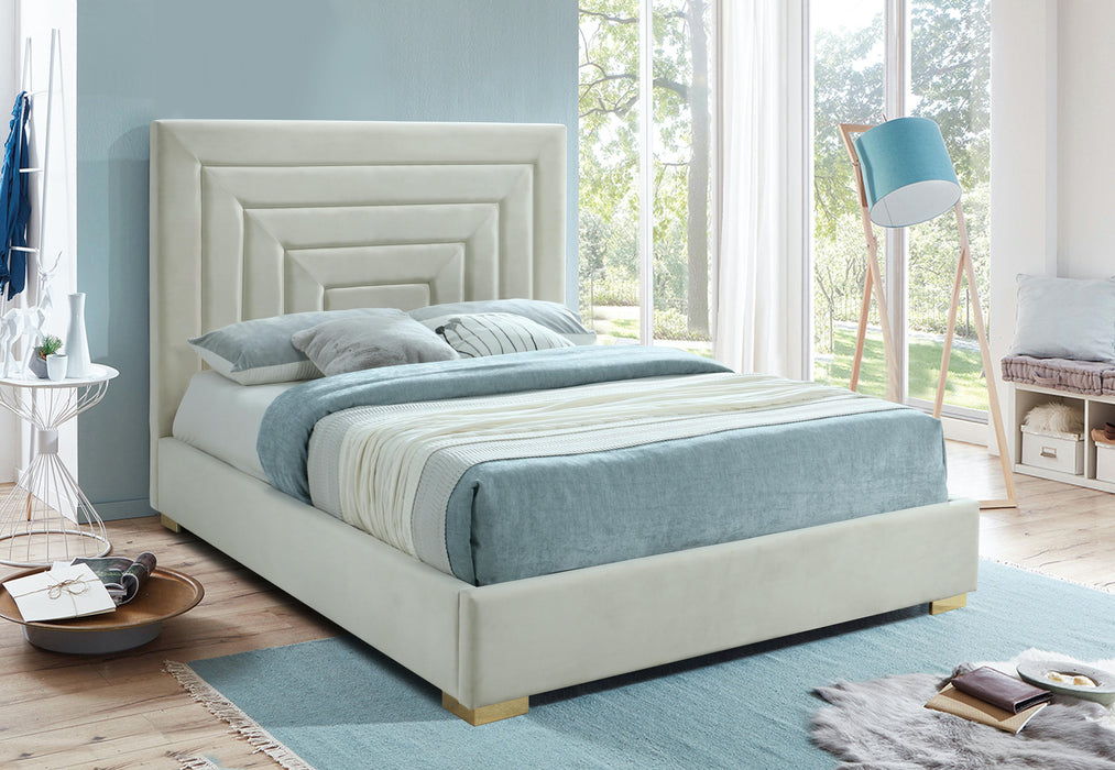 Nora Cream Velvet Queen Bed - Furniture Stars (Chicago, IL)