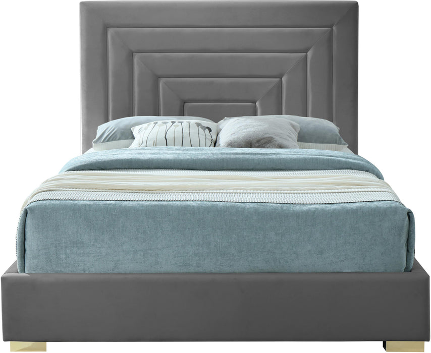 Nora Grey Velvet Queen Bed - Furniture Stars (Chicago, IL)