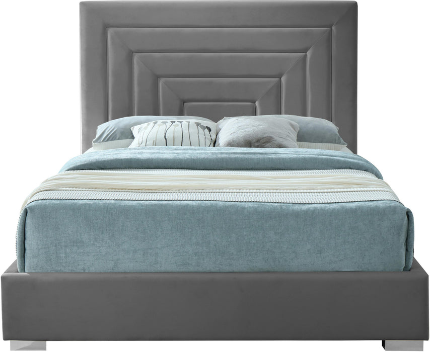 Nora Grey Velvet King Bed - Furniture Stars (Chicago, IL)