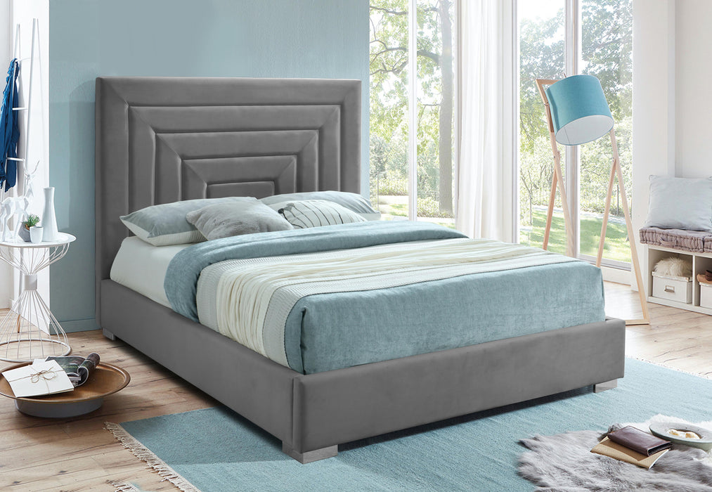 Nora Grey Velvet Queen Bed - Furniture Stars (Chicago, IL)
