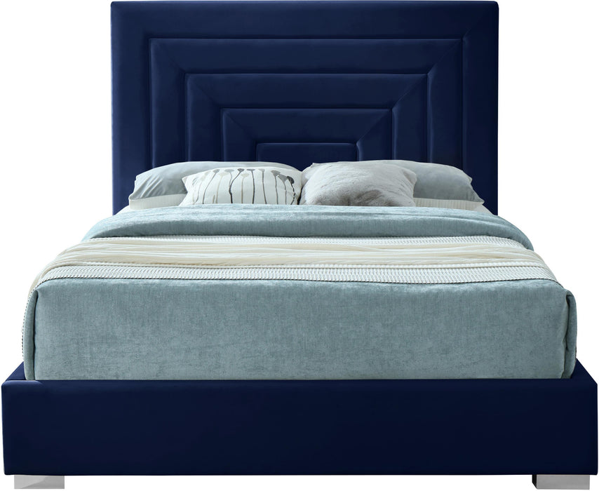 Nora Navy Velvet King Bed - Furniture Stars (Chicago, IL)