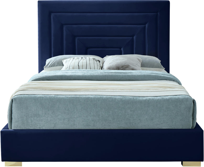 Nora Navy Velvet Queen Bed - Furniture Stars (Chicago, IL)