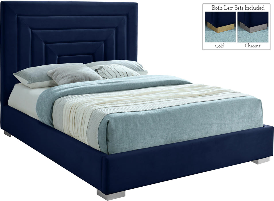 Nora Navy Velvet King Bed - Furniture Stars (Chicago, IL)
