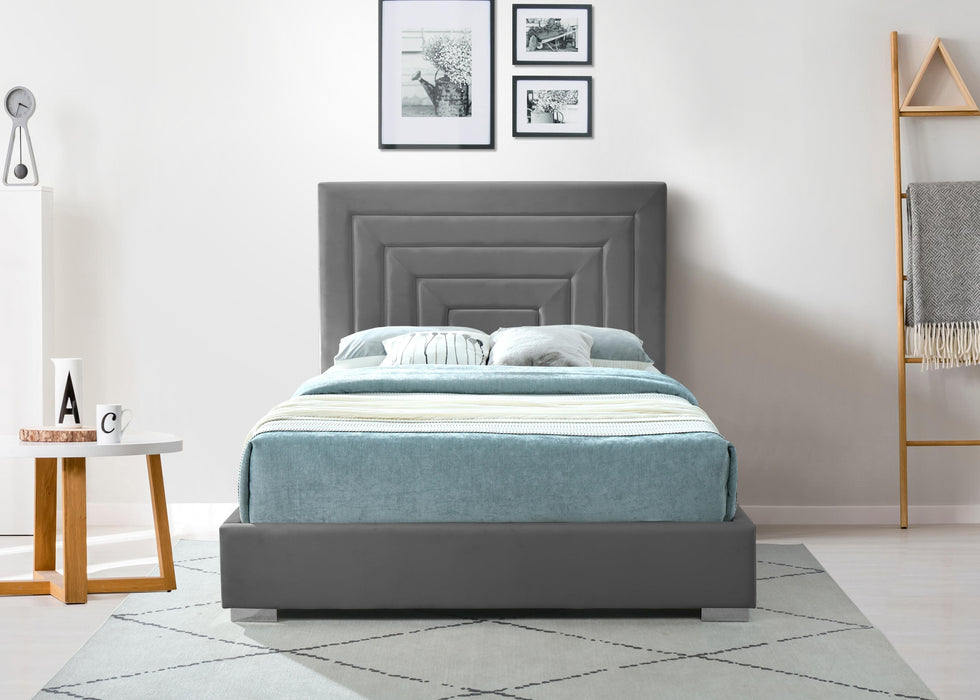 Nora Grey Velvet Queen Bed - Furniture Stars (Chicago, IL)