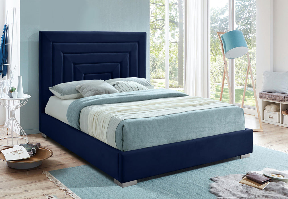 Nora Navy Velvet King Bed - Furniture Stars (Chicago, IL)