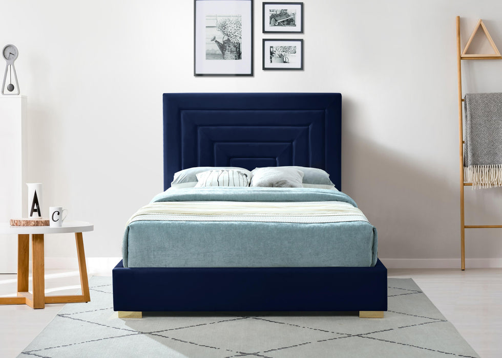 Nora Navy Velvet King Bed - Furniture Stars (Chicago, IL)