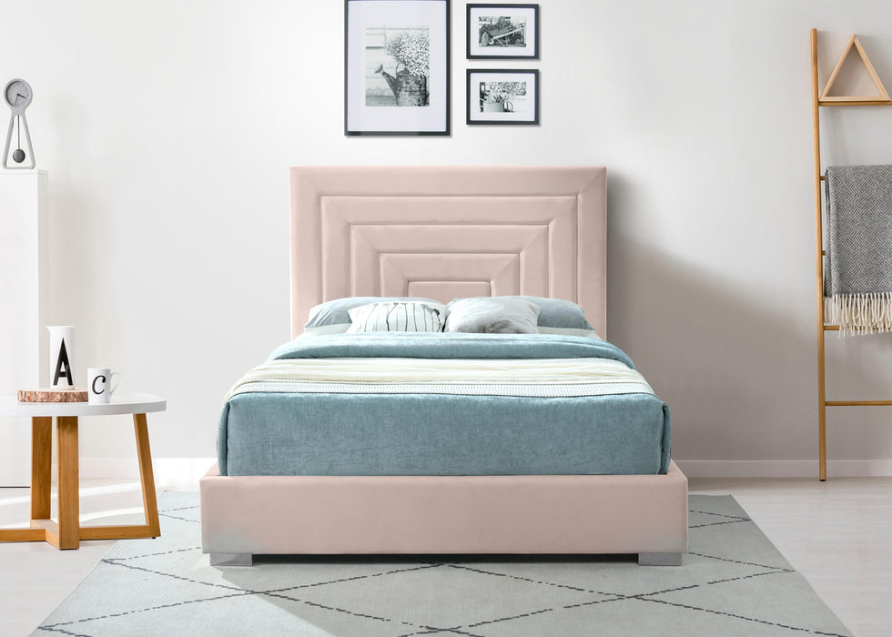 Nora Pink Velvet Queen Bed