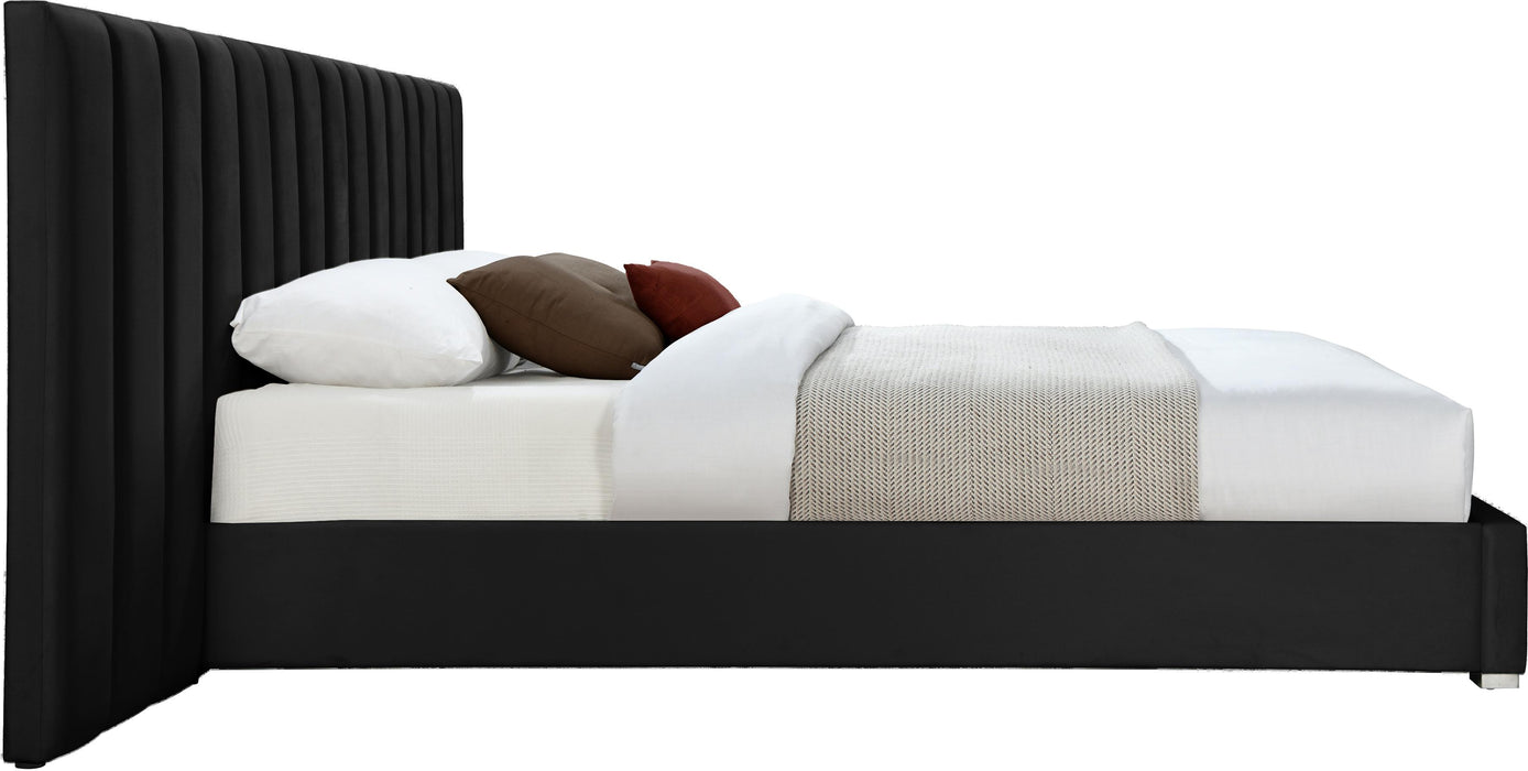 Pablo Black Velvet Queen Bed - Furniture Stars (Chicago, IL)