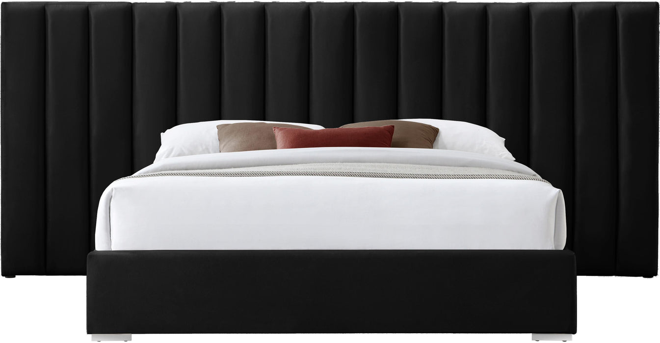Pablo Black Velvet Queen Bed - Furniture Stars (Chicago, IL)