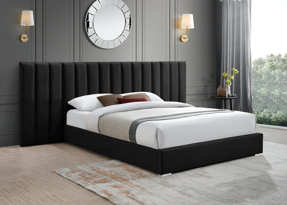 Pablo Black Velvet Queen Bed - Furniture Stars (Chicago, IL)