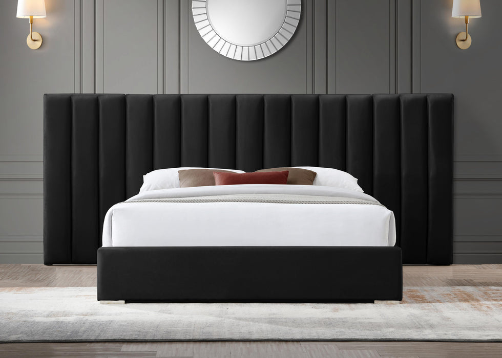 Pablo Black Velvet Queen Bed - Furniture Stars (Chicago, IL)