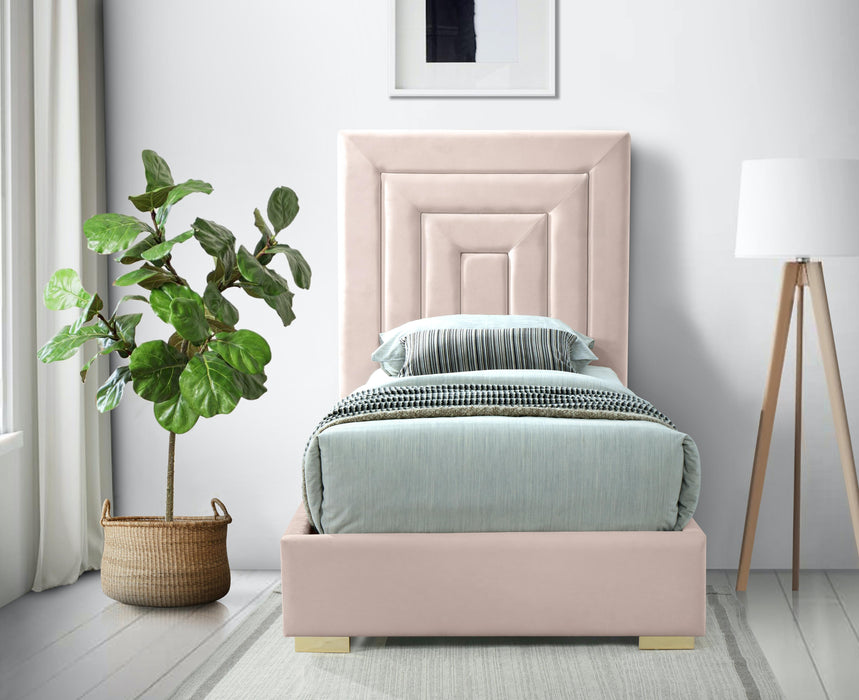 Nora Pink Velvet Twin Bed