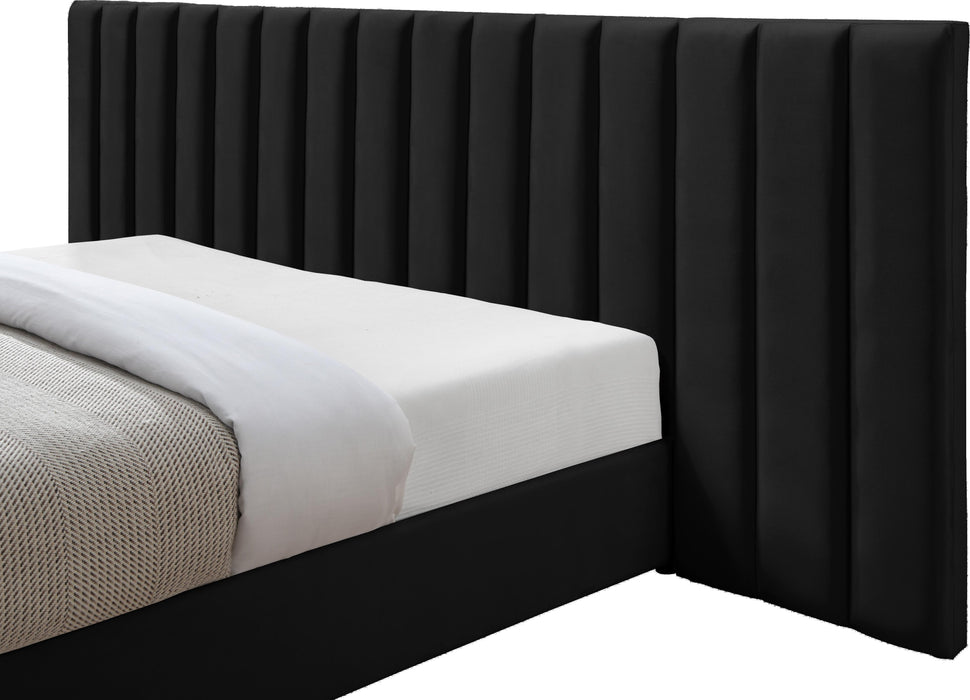 Pablo Black Velvet Queen Bed - Furniture Stars (Chicago, IL)