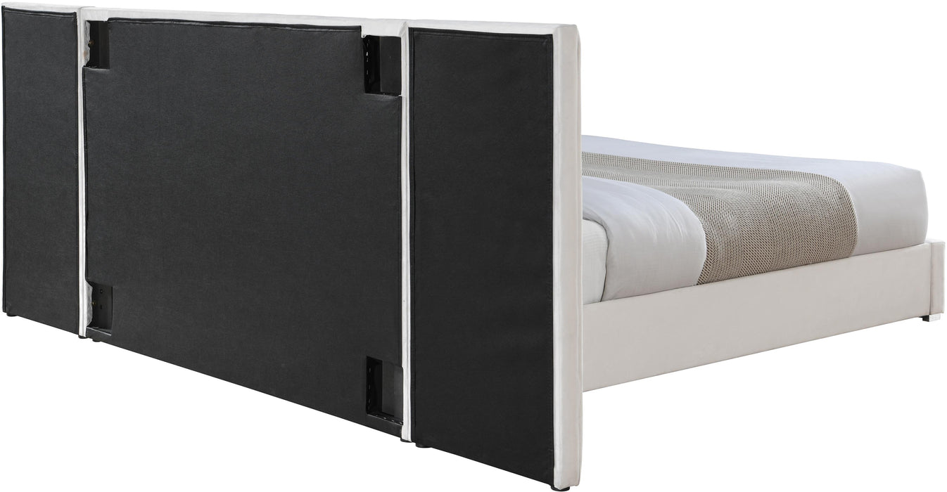 Pablo Cream Velvet Queen Bed - Furniture Stars (Chicago, IL)