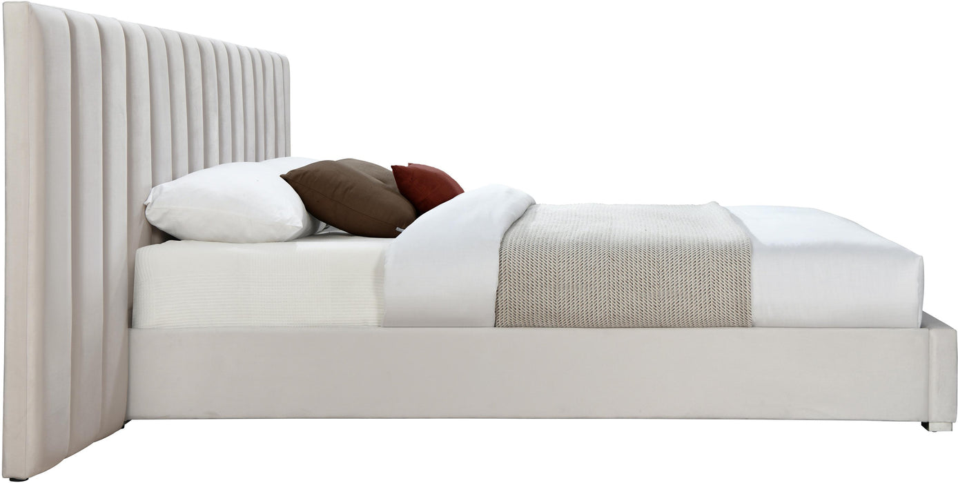 Pablo Cream Velvet Queen Bed - Furniture Stars (Chicago, IL)