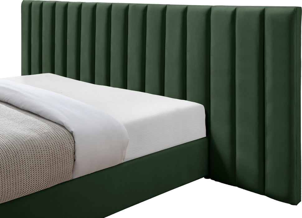 Pablo Green Velvet Queen Bed - Furniture Stars (Chicago, IL)