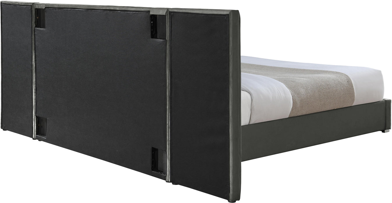 Pablo Grey Velvet Queen Bed - Furniture Stars (Chicago, IL)