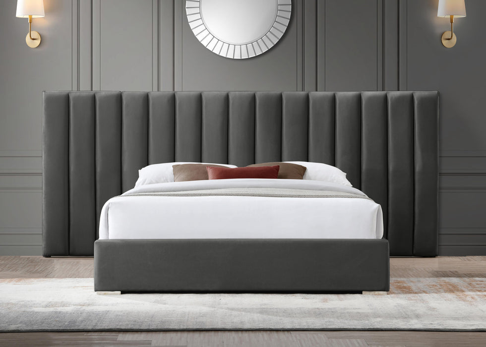 Pablo Grey Velvet Queen Bed - Furniture Stars (Chicago, IL)