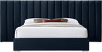 Pablo Navy Velvet Queen Bed - Furniture Stars (Chicago, IL)