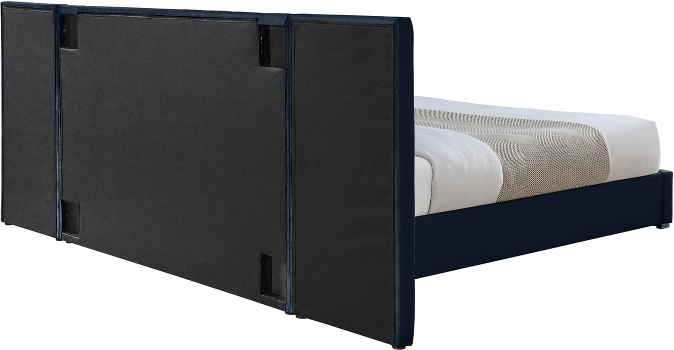 Pablo Navy Velvet Queen Bed - Furniture Stars (Chicago, IL)