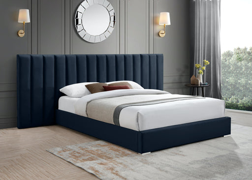 Pablo Navy Velvet Queen Bed - Furniture Stars (Chicago, IL)