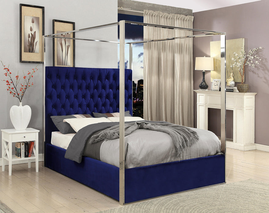 Porter Navy Velvet King Bed