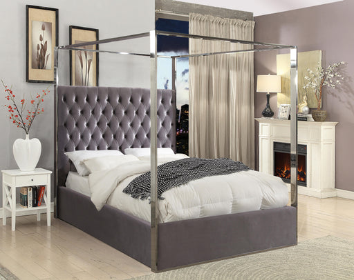 Porter Grey Velvet Queen Bed - Furniture Stars (Chicago, IL)
