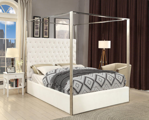 Porter White Velvet Queen Bed - Furniture Stars (Chicago, IL)