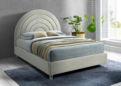 Rainbow Cream Velvet Queen Bed - Furniture Stars (Chicago, IL)