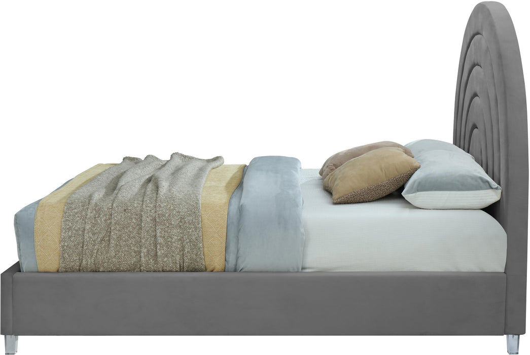 Rainbow Grey Velvet Queen Bed - Furniture Stars (Chicago, IL)