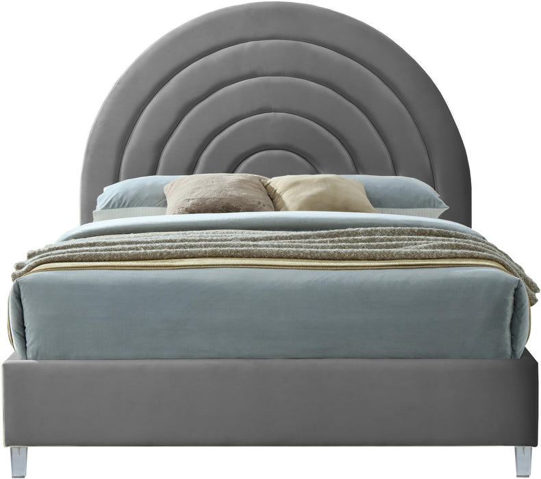 Rainbow Grey Velvet Queen Bed - Furniture Stars (Chicago, IL)