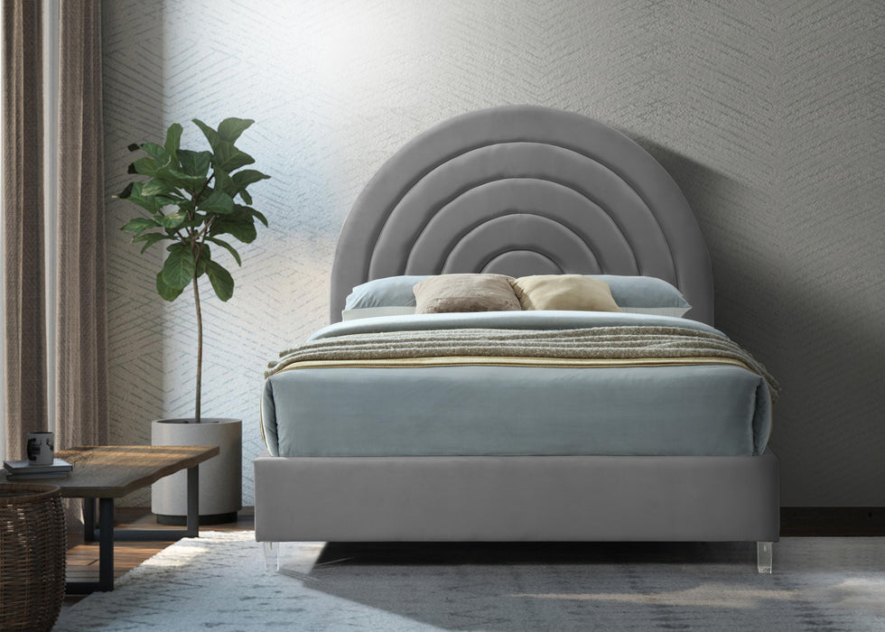 Rainbow Grey Velvet Queen Bed - Furniture Stars (Chicago, IL)