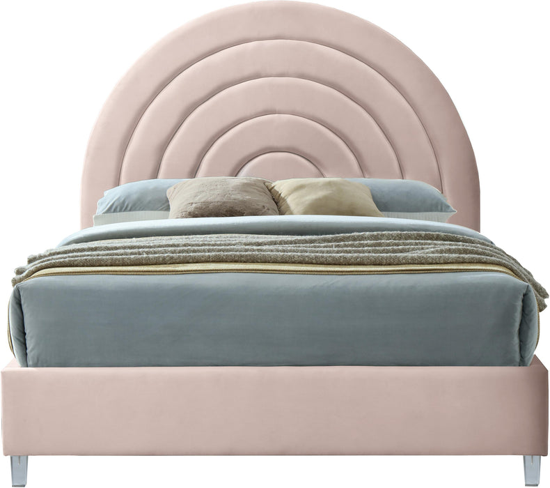 Rainbow Pink Velvet Queen Bed - Furniture Stars (Chicago, IL)