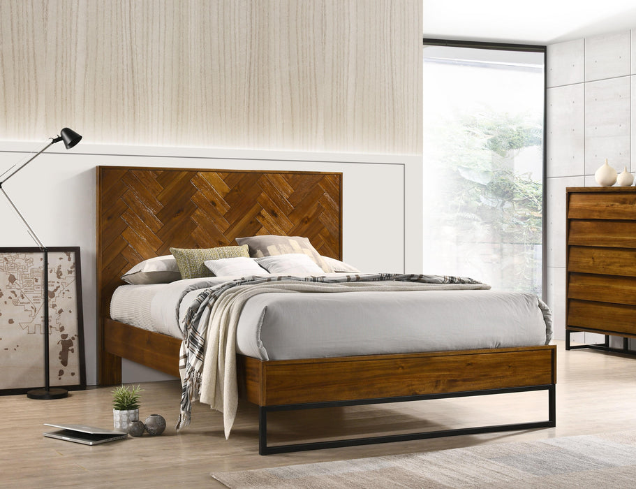 Reed Antique Coffee Queen Bed (3 Boxes) - Furniture Stars (Chicago, IL)