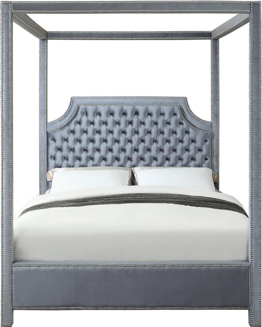 Rowan Grey Velvet Queen Bed (3 Boxes) - Furniture Stars (Chicago, IL)