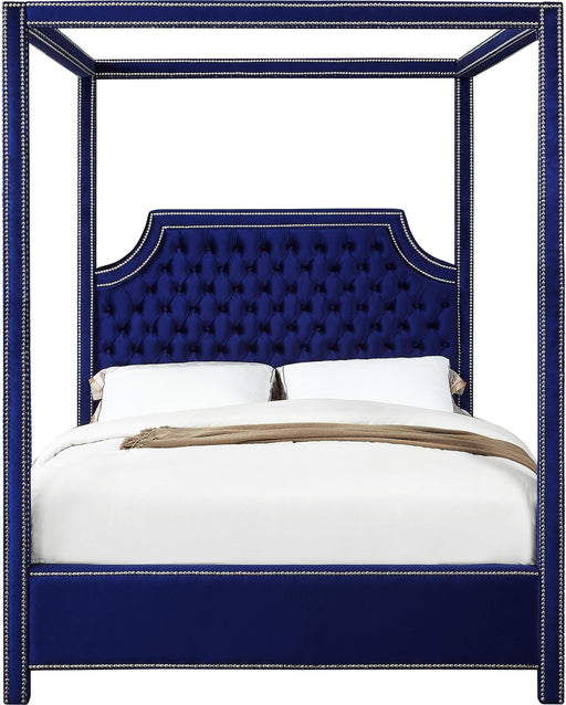 Rowan Navy Velvet Queen Bed (3 Boxes) - Furniture Stars (Chicago, IL)