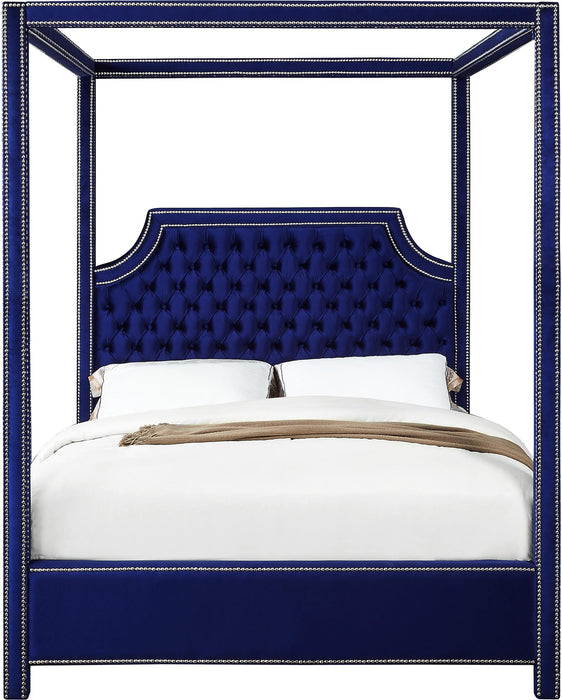 Rowan Navy Velvet Queen Bed (3 Boxes) - Furniture Stars (Chicago, IL)