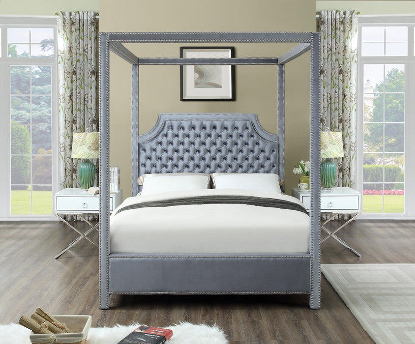 Rowan Grey Velvet Queen Bed (3 Boxes) - Furniture Stars (Chicago, IL)