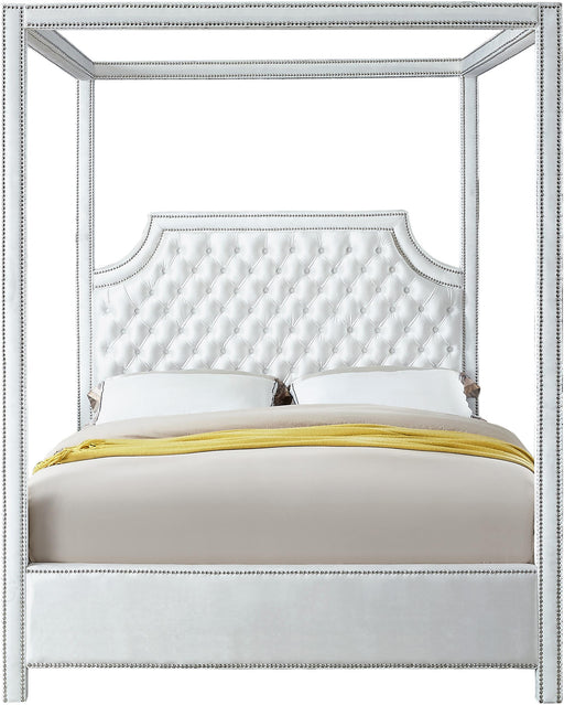 Rowan White Velvet Queen Bed (3 Boxes) - Furniture Stars (Chicago, IL)
