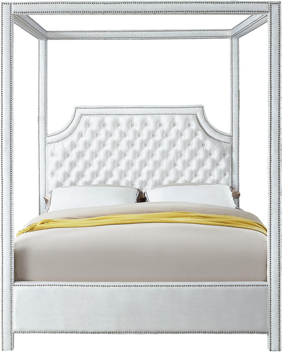 Rowan White Velvet Queen Bed (3 Boxes) - Furniture Stars (Chicago, IL)