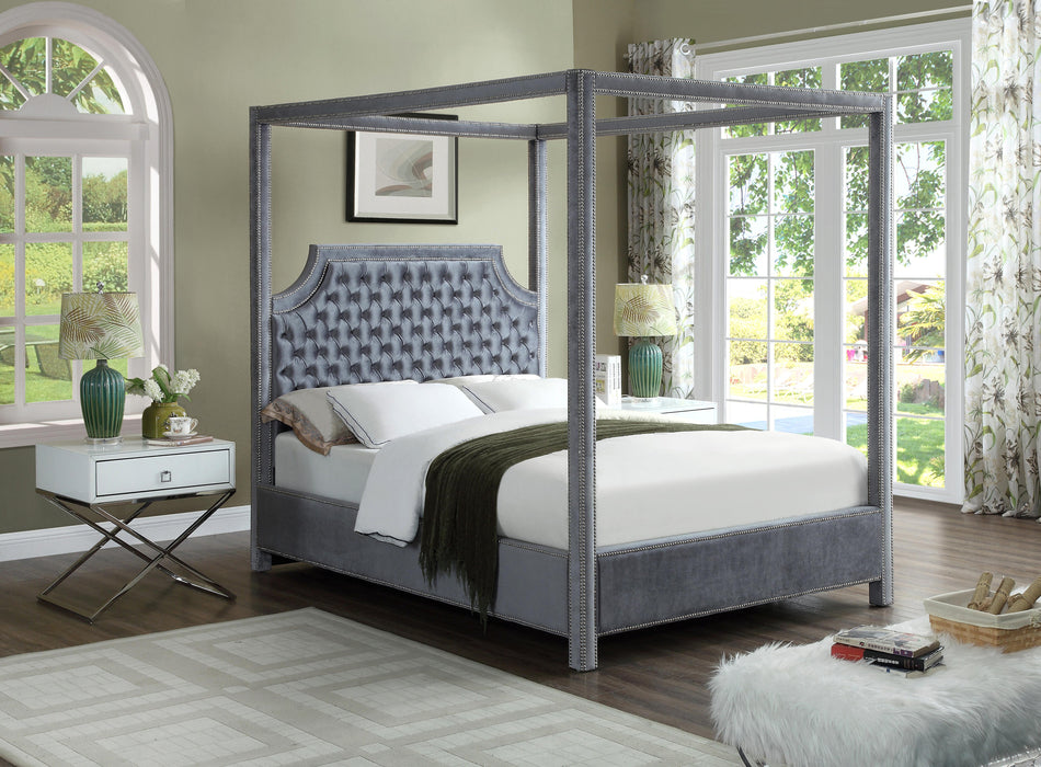 Rowan Grey Velvet Queen Bed (3 Boxes) - Furniture Stars (Chicago, IL)